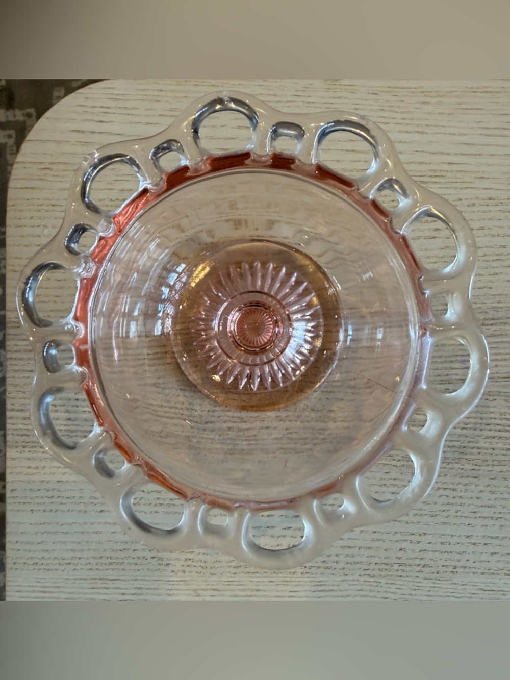 Vintage HOCKING Pink Glass Compote Bowl
